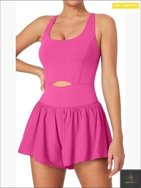 Tummy Control Athletic Romper with Padded Bra Adjustable Straps Gym Workout